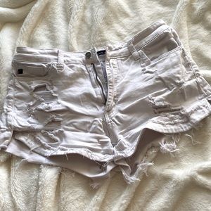 White denim shirt shorts